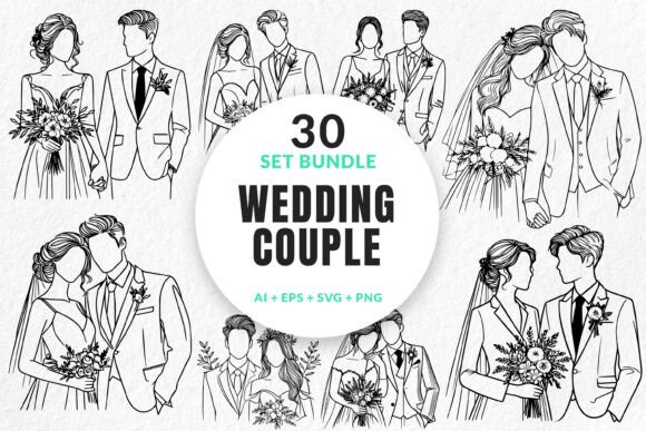 30 Bundle Line Art Wedding Couple Photo: Unlocking Creative Design Potential