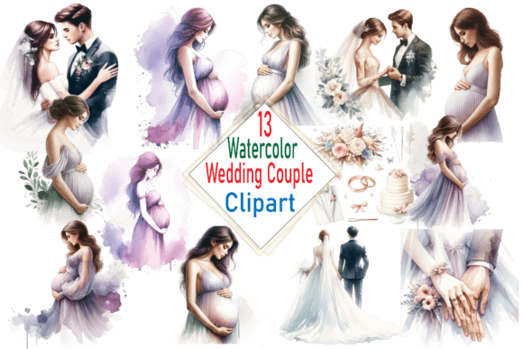 Capturing Romance: The Versatile Watercolor Wedding Couple Clipart