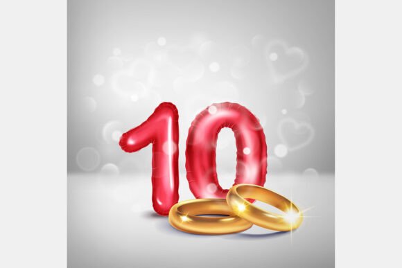 Celebrate a Decade: Using Red Number 10 and Gold Rings in Design