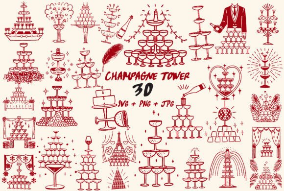 Champagne Tower SVG Luxury Wedding Decor