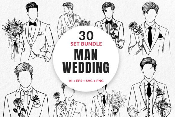 Elegant Line Art for Wedding Stationery & Branding