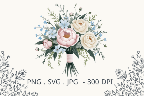 Enchanting Wedding Bouquet Flowers Clipart for Your Designs