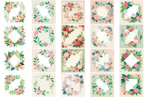 Floral Frames for Modern Wedding Stationery