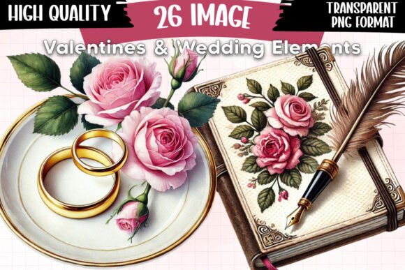Valentines & Wedding Elements Clipart P2: A Creative Asset