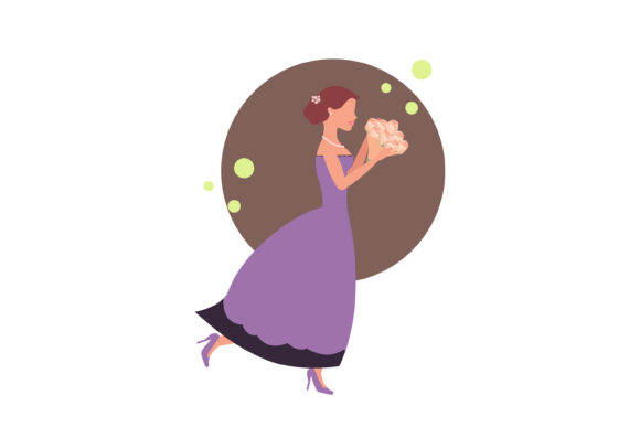 Wedding Couple Circle Background Style: Elegant Vector Design