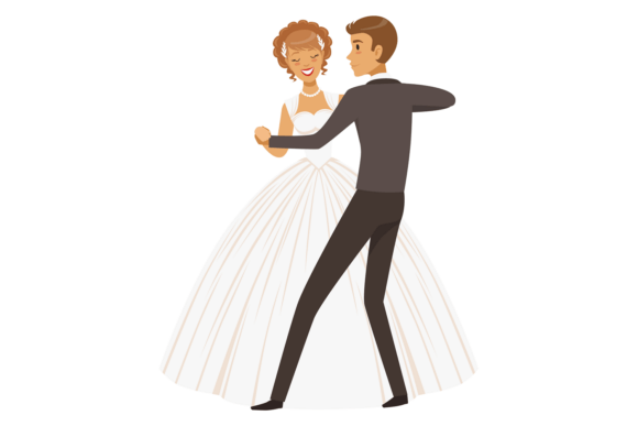 Wedding Dance: Young and Happy Bride and Groom