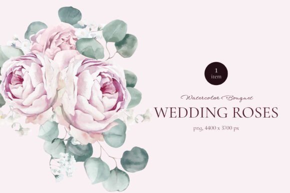 Wedding Roses Watercolor Bouquet: Art for Your Designs